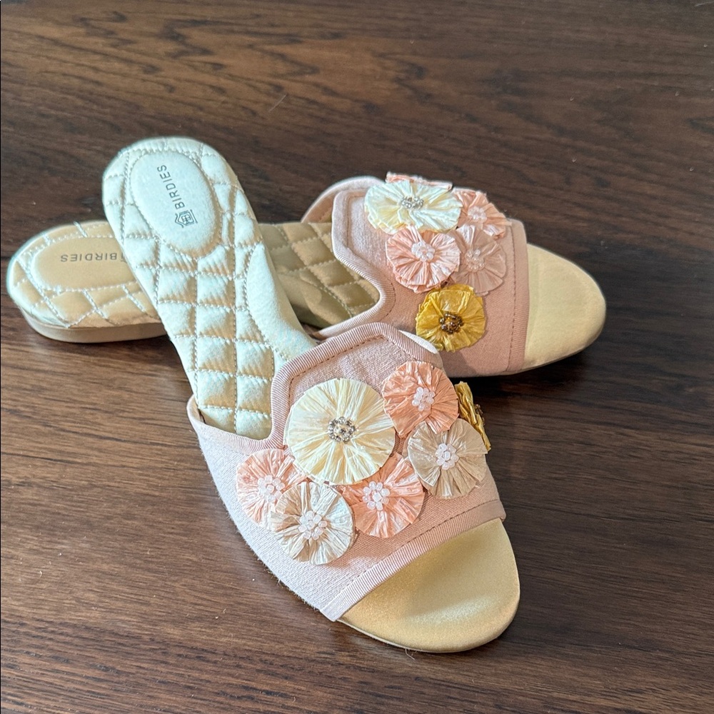 Birdies Pastel Floral Slide Sandals